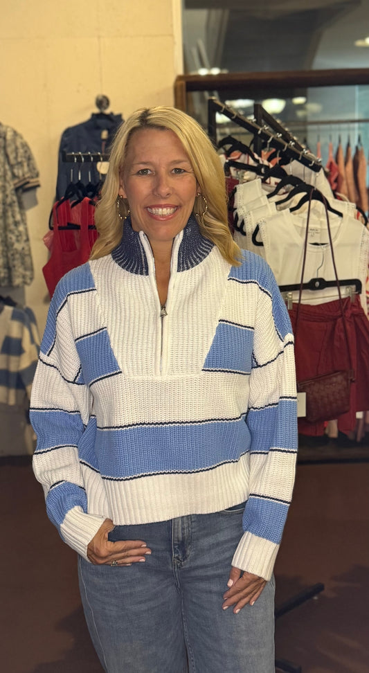 light blue 1/4 zip