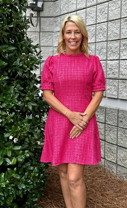 pink tweed dress