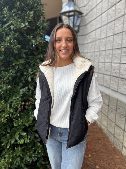 black quilted vest