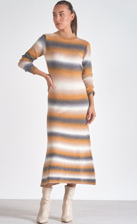 Golden  Stripe Sweater Dress Medium