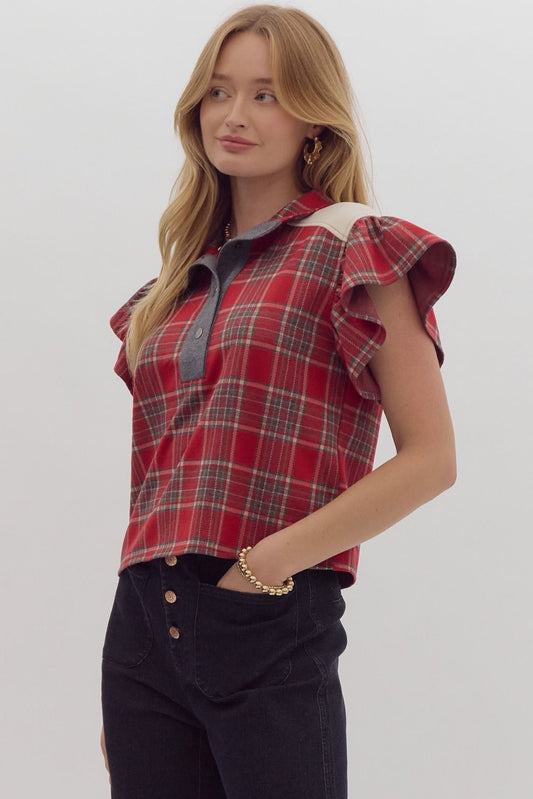 Red/gray Plaid Medium